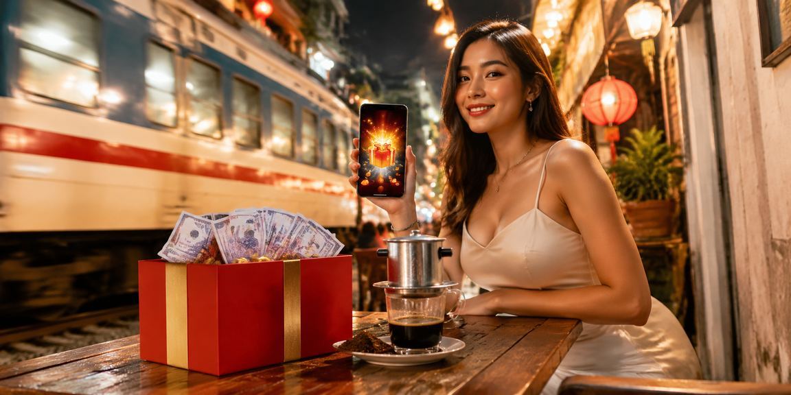 Người dùng Hà Nội truy cập wm02 trên điện thoại tại quán cà phê